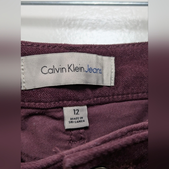 Calvin Klein Velour Leggings Plum Purple Size 12 Luxe Minimalist Y2K - Picture 5 of 6